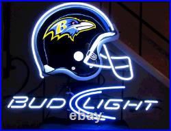 New Baltimore Ravens Helmet Beer Bar Neon Sign 17x14 Real Glass