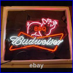 New Barbeque Budweiser BBQ Pig Chef Neon Light Sign Lamp 17x14 Beer Bar