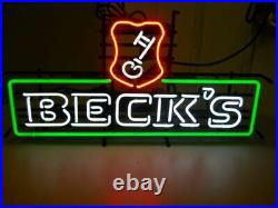 New Beck's Key Beer Bar Lamp Neon Light Sign 20x16