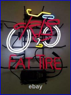 New Belgium Brewing Fat Tire Beer Neon Sign Pub Gift Light 17x14 Real Glass