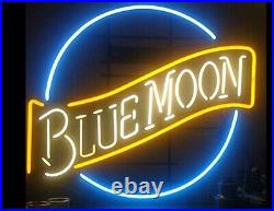 New Blue Moon Beer 20x16 Neon Light Sign Lamp Bar Open Wall Decor Pub Glass