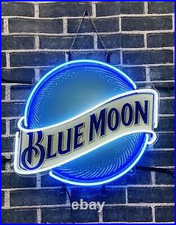 New Blue Moon Beer CA 17x14 Neon Light Sign Lamp Bar Man Cave Wall Decor