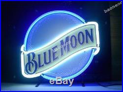 New Blue Moon HANDCRAFTED REAL GLASS BEER BAR NEON LIGHT SIGN