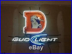 New Bud Light Denver Broncos NFL Beer Neon Light Sign 20x16