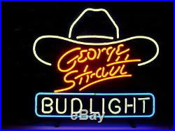 New Bud Light George Strait Budweiser Beer Neon Sign 20x16