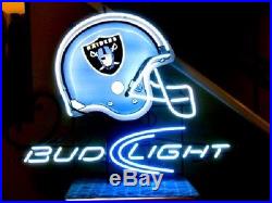 New Bud Light Oakland Raiders NFL Beer Neon Sign 17x14