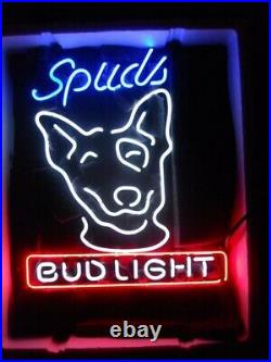 New Bud Light Spuds Mackenzie Neon Light Sign Lamp 17x14 Beer Bar Real Glass
