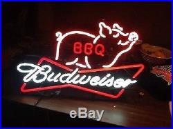 New Budweiser BBQ Beer Bar Bud Light Barbecue Neon Sign 17x14