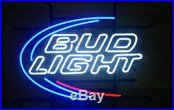 New Budweiser Bud Light Beer Real Glass Handmade Neon Sign 17x14