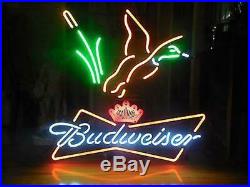 New Budweiser Fliying Duck Bow Tie Beer Bar Neon Light Sign 24x20