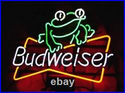 New Budweiser Frog 17x14 Light Lamp Neon Sign Beer Bar Store Display Artwork