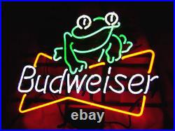 New Budweiser Frog Pub Beer Bar Man Cave Neon Light Sign 20x16