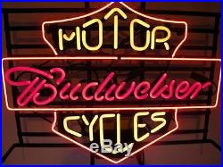 New Budweiser Motorcycles Beer Pub Neon Sign 19x15