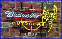 New Budweiser Outdoors Deer Man Cave Neon Light Sign 24x20 Beer Lamp
