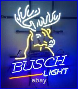 New Busch Beer Deer 20x16 Light Lamp Neon Sign Bar Real Glass Store Gift Wall