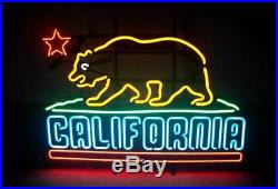 New California Flag Star Bear Beer Bar Light Lamp Neon Sign 24x20