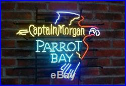 New Captain Morgan Parrot Bay Rum Beer Bar Real Glass Neon Sign 24x20