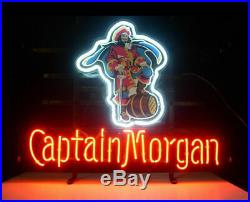 New Captain Morgan Rum Neon Light Sign 20x16 Real Glass Bar Beer Arcade