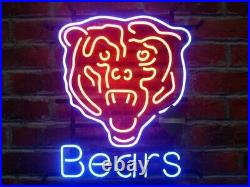 New Chicago Bears Helmet Neon Light Sign 20x16 Beer Gift Bar Lamp Glass