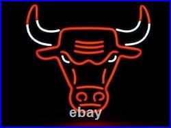 New Chicago Bulls Logo Neon Light Sign 17x14 Lamp Beer Man Cave Gift Bar Wall