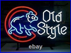 New Chicago Cubs Old Style Beer Neon Light Sign 17x14 Lamp Waling Bear Glass