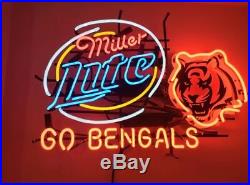 New Cincinnati Bengals Go Bengals Miller Lite Beer Bar Neon Light Sign 24x20
