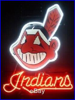 New Cleveland Indians Beer Bar Man Cave Neon Light Sign 20x16 Artwork Poster