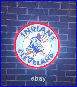 New Cleveland Indians LED 3D Neon Sign 16x16 Light Lamp Beer Bar Decor Wall