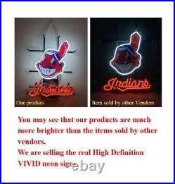 New Cleveland Indians Neon Light Sign 20x16 Gift Lamp Bar
