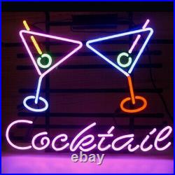 New Cocktail Martini Neon Light Sign 17x14 Beer Cave Gift Bar Real Glass