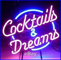 New Cocktails And Dreams Neon Light Sign 20x16 Beer Cave Gift Lamp Real Glass