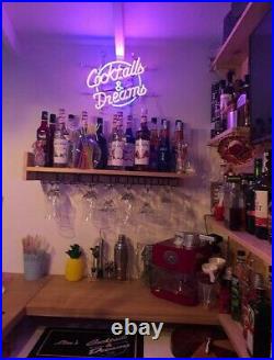 New Cocktails And Dreams Neon Light Sign Beer Cave Gift Bar Real Glass