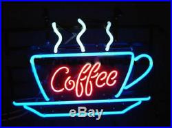 New Coffee Cafe Open Neon Light Sign 20x16 Beer Gift Bar Real Glass Lamp