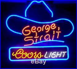 New Coors George Strait Hat Neon Light Sign 20x16 Beer Cave Gift Lamp