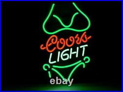 New Coors Light Bikini Neon Light Sign 17x10 Man Cave Lamp Artwork Glass Beer