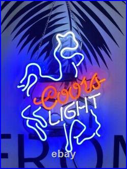 New Coors Light Cowboy 17x14 Acrylic Neon Lamp Light Sign Beer Bar Wall Decor