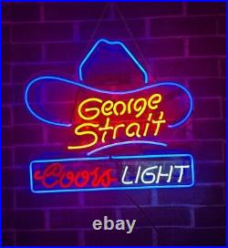 New Coors Light George Strait Hat Neon Light Sign 20x16 Acrylic Beer Lamp Bar