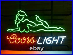 New Coors Light Girl Neon Sign 17x14 Beer Cave Gift Real Glass Handmade