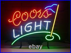 New Coors Light Golf Neon Sign 20x16 Man Cave Real Glass Artwork Bar Beer