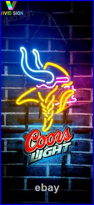 New Coors Light Minnesota Vikings Neon Sign 20x16 Beer Man Cave Board Lamp Bar