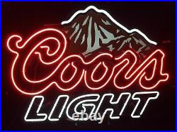 New Coors Light Mountain Neon Light Sign 17x14 Beer Cave Real Glass Handmade