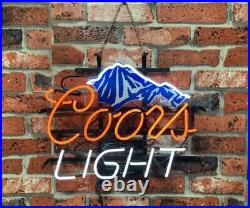 New Coors Light Mountain Neon Light Sign 20x16 Beer Gift Bar Real Glass