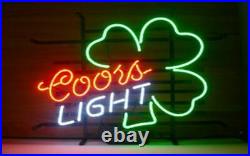 New Coors Light Shamrock Clover Neon Sign 17x14 Beer Bar Lamp Wall Decor Glass