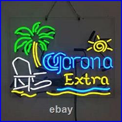 New Corona Extra Beach Chair Palm Tree Beer Neon Light Sign Lamp 19x15 Acrylic