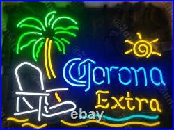 New Corona Extra Beach Chair Palm Tree Neon Light Sign 17x14 Beer Cave Bar