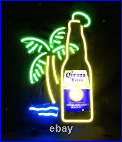 New Corona Extra Bottle Palm Tree Neon Sign Beer Bar Pub Gift Light 17x14