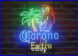 New Corona Extra Parrot Bird Left Palm Tree Neon Light Sign 20x16 Beer Glass