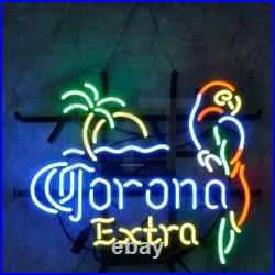 New Corona Extra Parrot Left Palm Tree Neon Light Sign 17x14 Beer Cave Bar