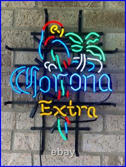 New Corona Extra Parrot Palm Tree Neon Light Lamp Sign Beer Glass Decor 20x16