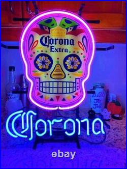 New Corona Haunted Skull Beer Lamp Neon Light Sign 20x16 HD Vivid Printing